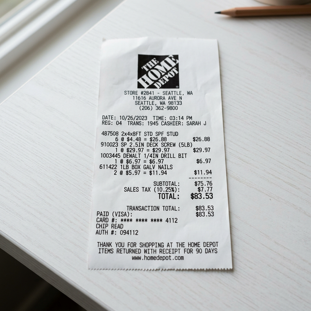 Realistic Receipt